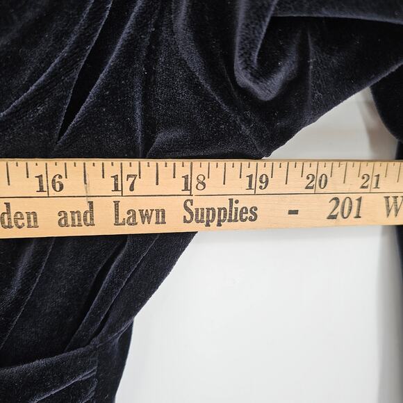 VTG Moda Intl Black Velvet Draped Front Cocktail Above Knee Dress M Glam Vampy - Picture 4 of 5